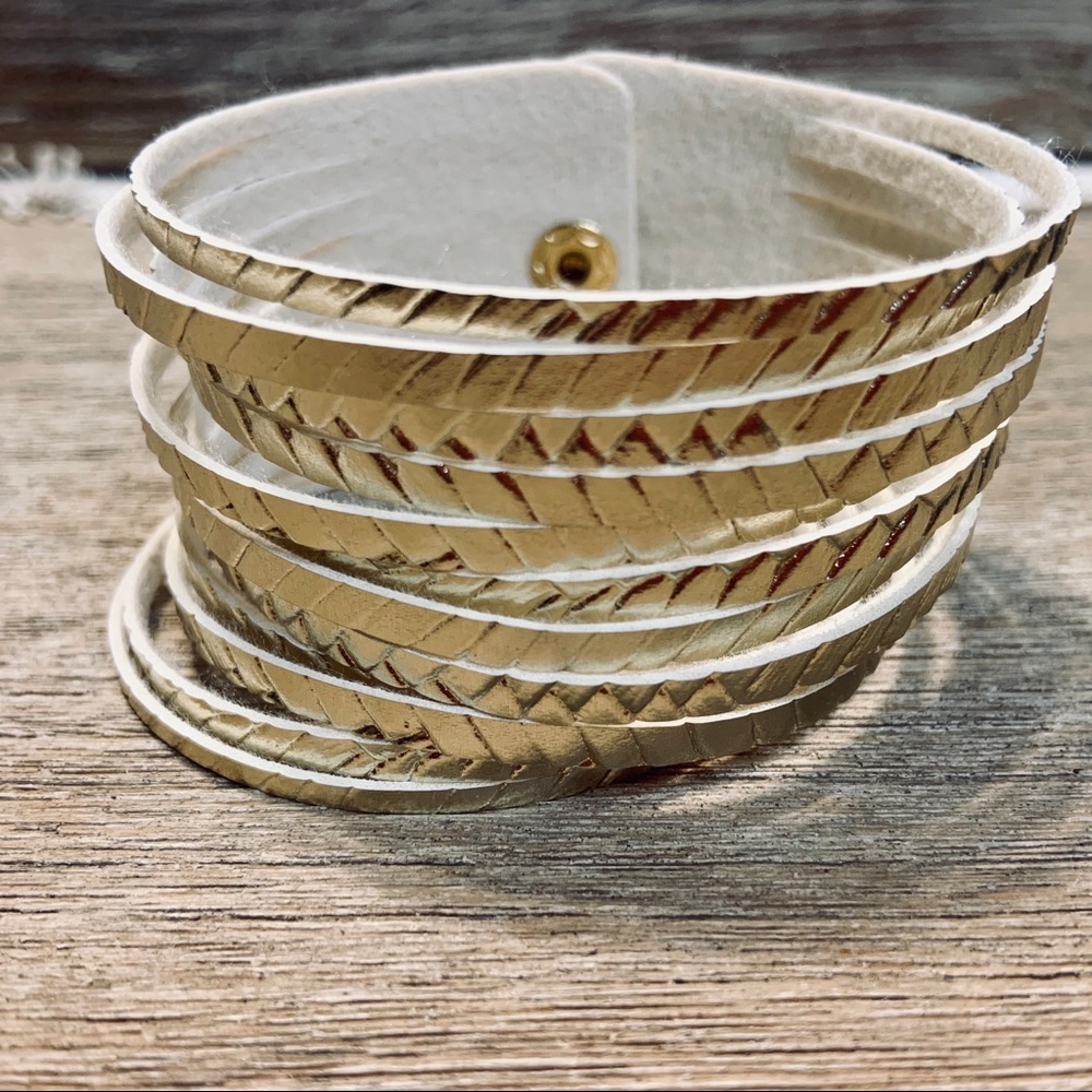 Metallic Gold Faux Leather Cuff